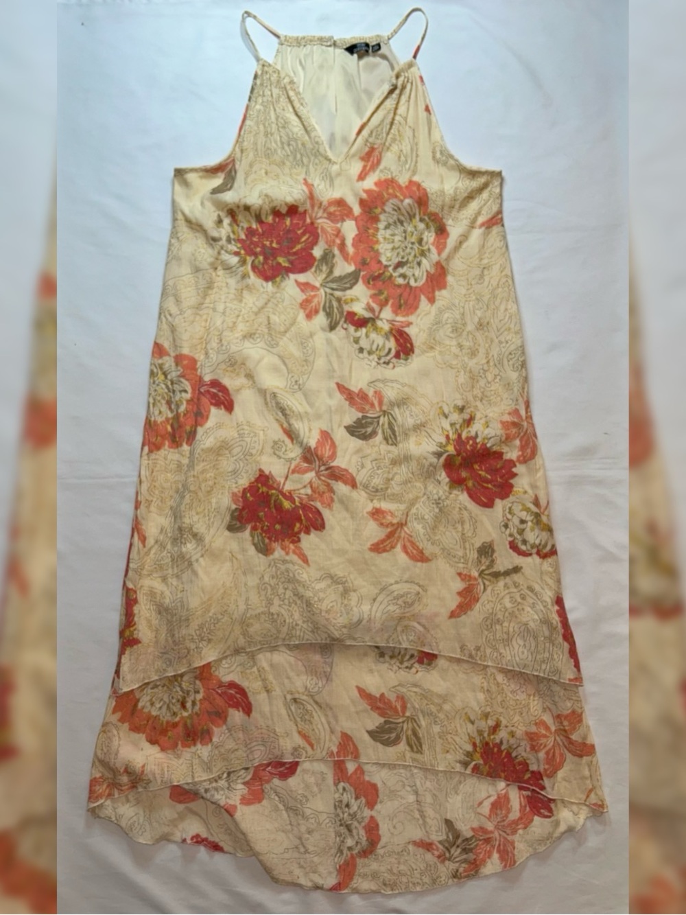 Mlle Gabrielle Floral High Low Shift Dress Sleeveless Boho Summer Beach Size L